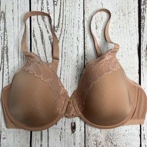 Natori Bra 36C Beige Pure Luxe Contour Underwire Lace Trim